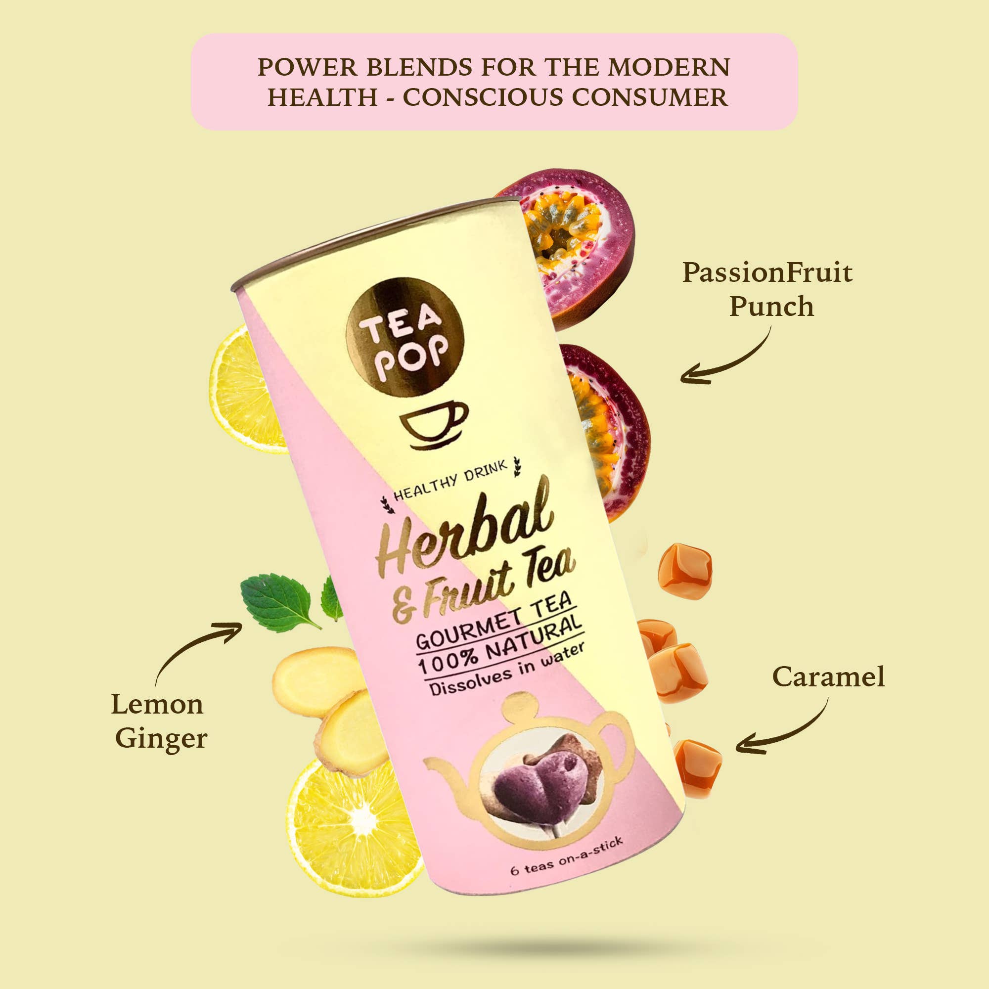 Thé aux herbes et fruits sur bâtonnet - Thé cristallisé 100 % naturel
