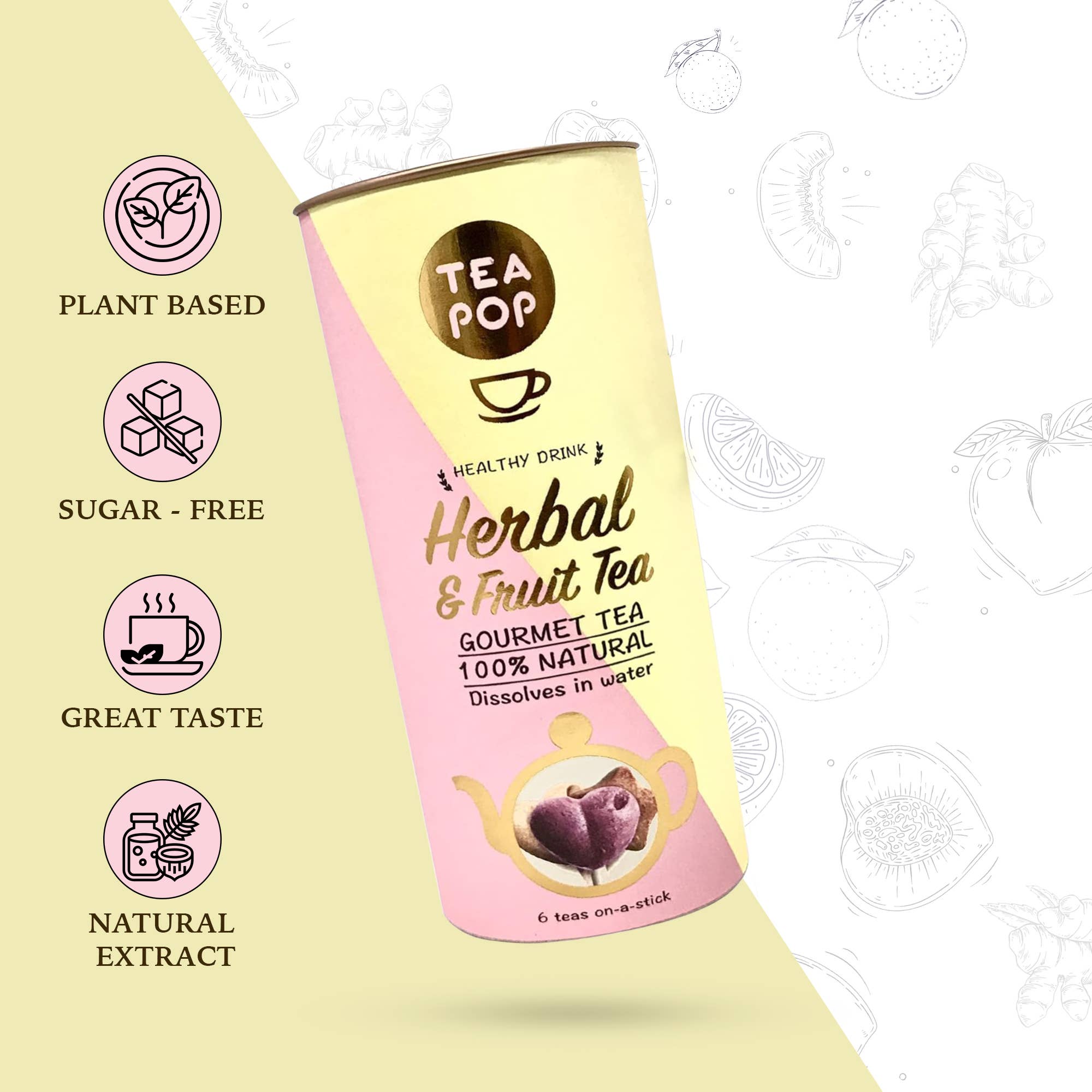 Thé aux herbes et fruits sur bâtonnet - Thé cristallisé 100 % naturel