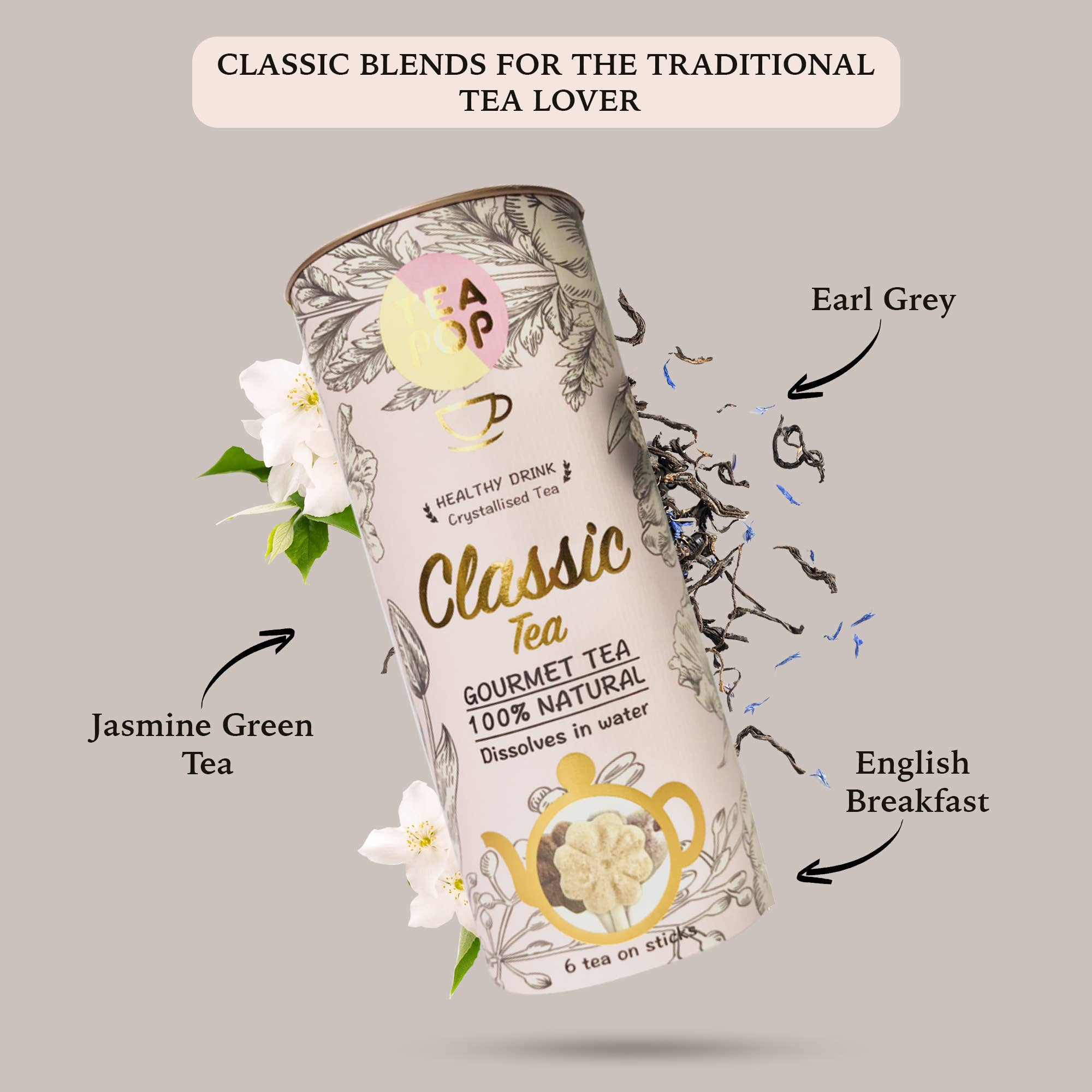 Thé classique sur bâtonnet – infusion gourmande 100 % naturelle cristallisée